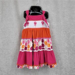 Beaux Et Belles Smocked Lollipop Corduroy Orange Pink Colorful Girls Dress